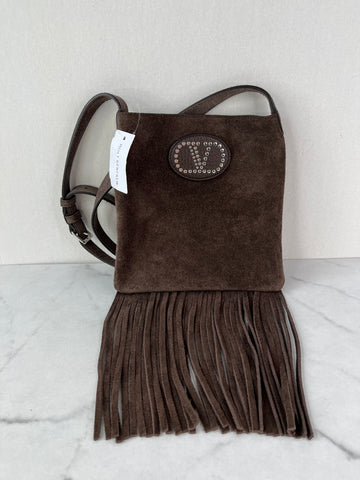 Valentino Nellcote TESTA DI MORO (Brown) Fringe Suede Crossbody Bag