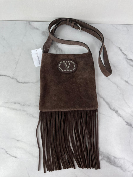 Valentino Nellcote TESTA DI MORO (Brown) Fringe Suede Crossbody Bag