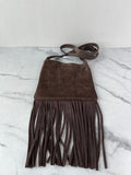 Valentino Nellcote TESTA DI MORO (Brown) Fringe Suede Crossbody Bag