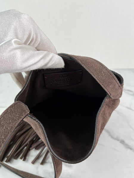 Valentino Nellcote TESTA DI MORO (Brown) Fringe Suede Crossbody Bag