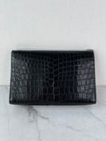 SAINT LAURENT Black Calfskin Crocodile Embossed Medium Classic Monogram Kate Tassel Crossbody/Shoulder Bag
