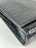 SAINT LAURENT Black Calfskin Crocodile Embossed Medium Classic Monogram Kate Tassel Crossbody/Shoulder Bag