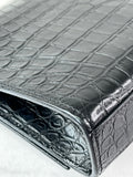 SAINT LAURENT Black Calfskin Crocodile Embossed Medium Classic Monogram Kate Tassel Crossbody/Shoulder Bag
