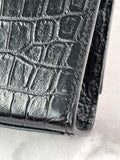 SAINT LAURENT Black Calfskin Crocodile Embossed Medium Classic Monogram Kate Tassel Crossbody/Shoulder Bag