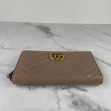 GUCCI Dusty Pink GG Marmont Zip Around Wallet