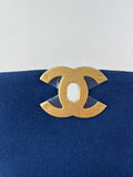 CHANEL Navy Blue Cotton Canvas Quilted Small/Medium Chanel 19 Flap Shoulder/Crossbody Bag