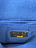 CHANEL Navy Blue Cotton Canvas Quilted Small/Medium Chanel 19 Flap Shoulder/Crossbody Bag