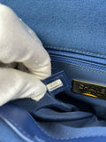 CHANEL Navy Blue Cotton Canvas Quilted Small/Medium Chanel 19 Flap Shoulder/Crossbody Bag