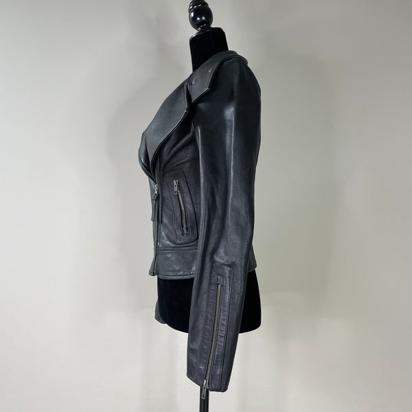 Mackage Black Leather Kenya Jacket Size XS