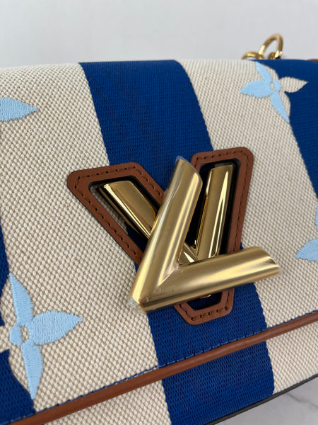 LOUIS VUITTON Multicolor TWIST MM Embroidered Stripe Canvas Shoulder/Crossbody Bag