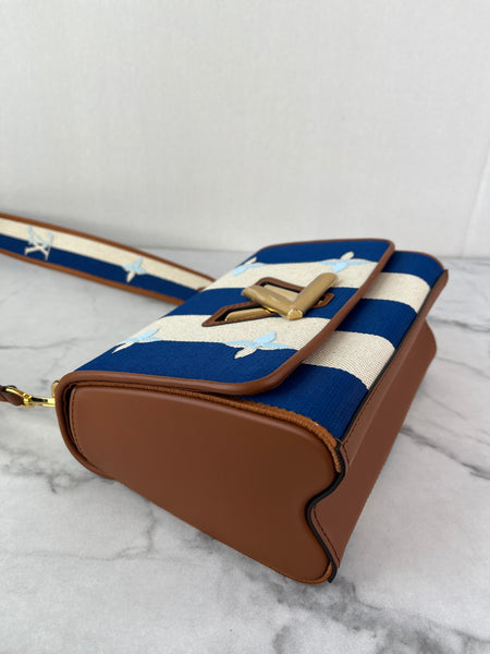 LOUIS VUITTON Multicolor TWIST MM Embroidered Stripe Canvas Shoulder/Crossbody Bag