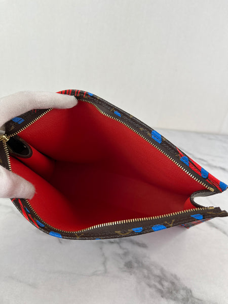 LOUIS VUITTON Monogram Coquelicot/Denim Jungle Dots Toiletry Pouch 26