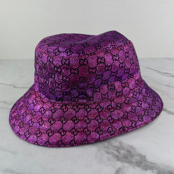 GUCCI GG REVERSIBLE PINK LOVE PARADE BUCKET HAT Size L