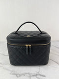 CHANEL Black Caviar Quilted Large Vanity Pouch