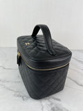 CHANEL Black Caviar Quilted Large Vanity Pouch