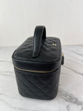 CHANEL Black Caviar Quilted Large Vanity Pouch