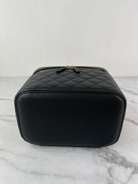 CHANEL Black Caviar Quilted Large Vanity Pouch