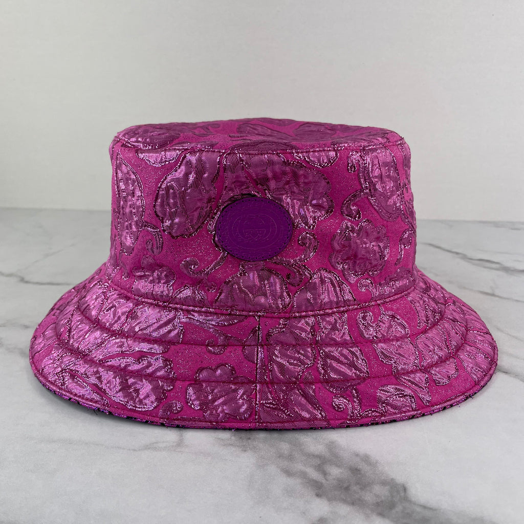 GUCCI GG REVERSIBLE PINK LOVE PARADE BUCKET HAT Size L
