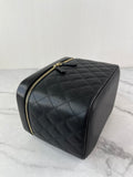 CHANEL Black Caviar Quilted Large Vanity Pouch