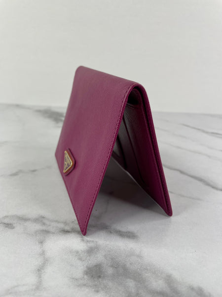 PRADA Deep Pink Saffiano Passport Holder/Wallet