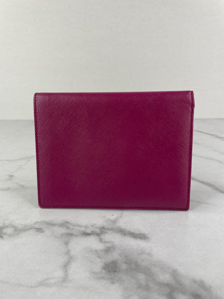 PRADA Deep Pink Saffiano Passport Holder/Wallet
