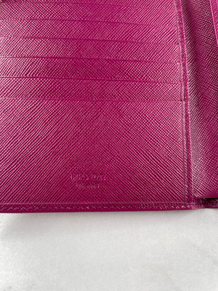 PRADA Deep Pink Saffiano Passport Holder/Wallet