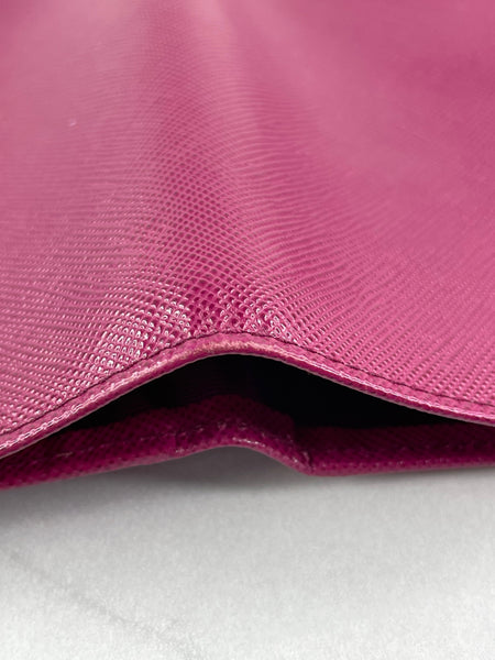 PRADA Deep Pink Saffiano Passport Holder/Wallet