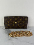 LOUIS VUITTON Monogram Sarah Wallet (with crossbody chain)