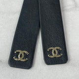 CHANEL Black Leather Bow CC Pearl Belt