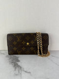 LOUIS VUITTON Monogram Sarah Wallet (with crossbody chain)