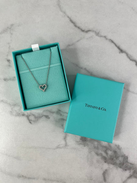 Tiffany Hearts Platinum Diamond Mini Pendant Necklace