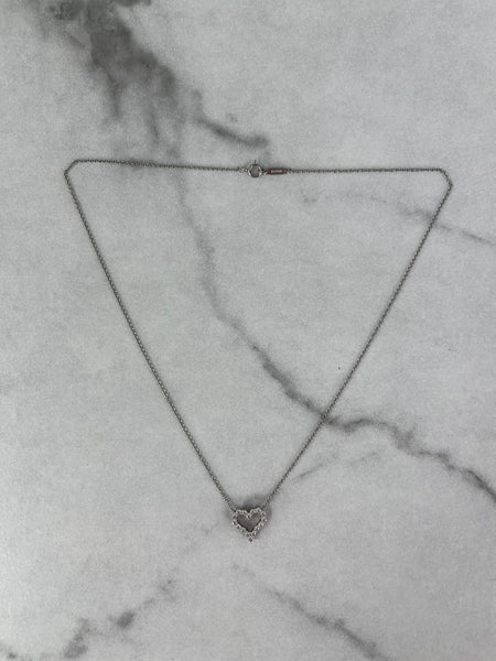 Tiffany Hearts Platinum Diamond Mini Pendant Necklace