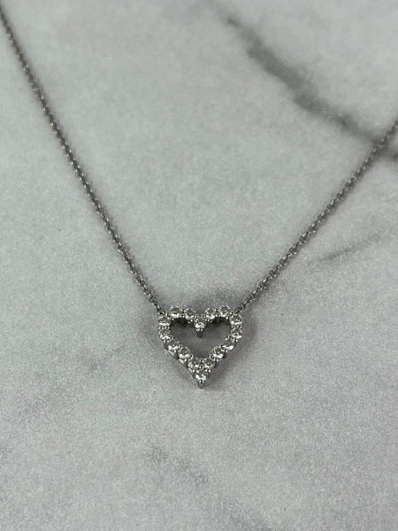 Tiffany Hearts Platinum Diamond Mini Pendant Necklace