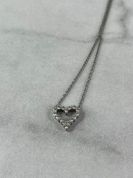 Tiffany Hearts Platinum Diamond Mini Pendant Necklace