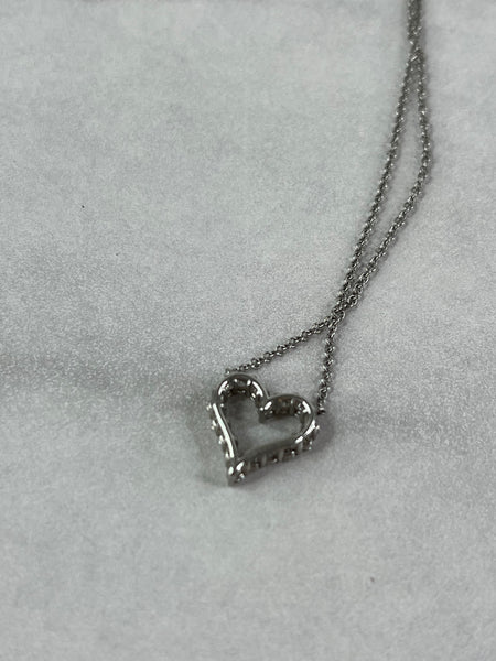 Tiffany Hearts Platinum Diamond Mini Pendant Necklace