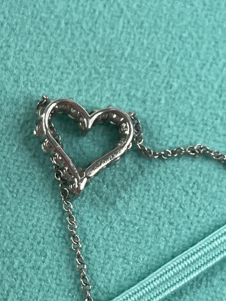 Tiffany Hearts Platinum Diamond Mini Pendant Necklace