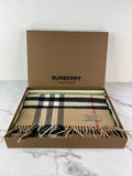 BURBERRY Brown Fringed checked cashmere scarf