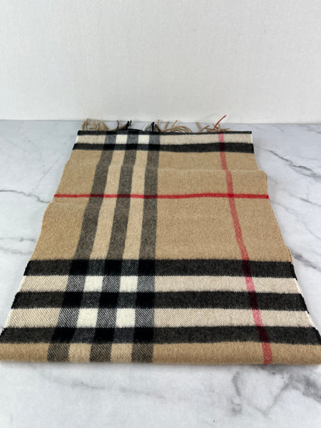 BURBERRY Brown Fringed checked cashmere scarf