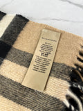 BURBERRY Brown Fringed checked cashmere scarf
