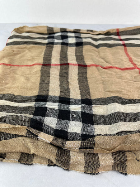 BURBERRY Fringed checked wool scarf