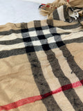 BURBERRY Fringed checked wool scarf
