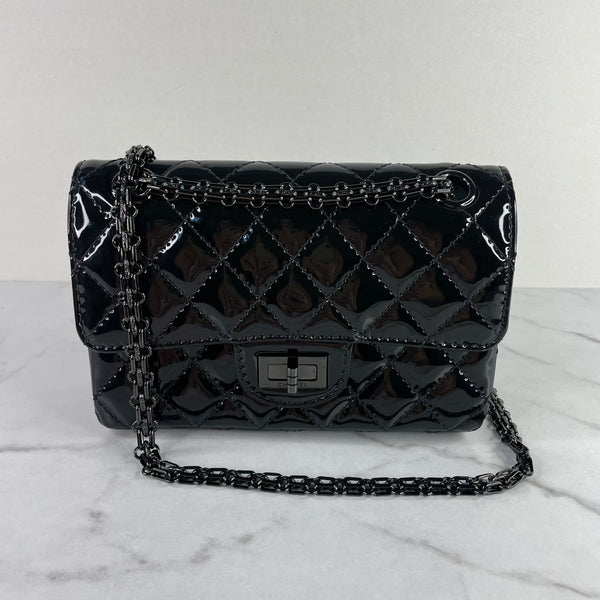 CHANEL So Black Patent Calfskin Quilted 2.55 Reissue Mini Flap Bag