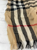 BURBERRY Fringed checked wool scarf