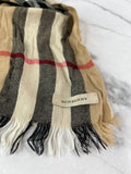 BURBERRY Fringed checked wool scarf