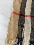 BURBERRY Fringed checked wool scarf