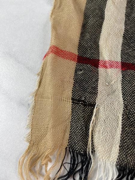BURBERRY Fringed checked wool scarf