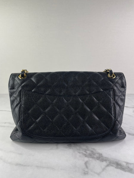 CHANEL Black Caviar Classic Jumbo Double Flap Bag