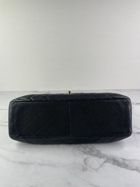 CHANEL Black Caviar Classic Jumbo Double Flap Bag