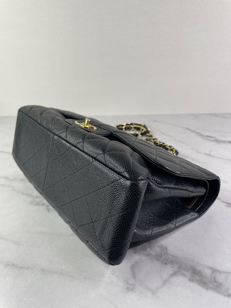 CHANEL Black Caviar Classic Jumbo Double Flap Bag