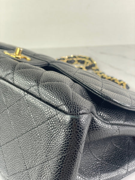 CHANEL Black Caviar Classic Jumbo Double Flap Bag